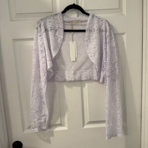 NEW Belle Poque Womens White Lace Shrug Jacket  Cropped SIZE 3XL